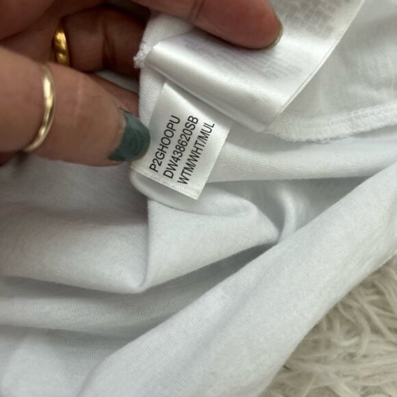 DKNY Ruched Puff Sleeve Mixed Media Logo Tshirt - Picture 6 of 6